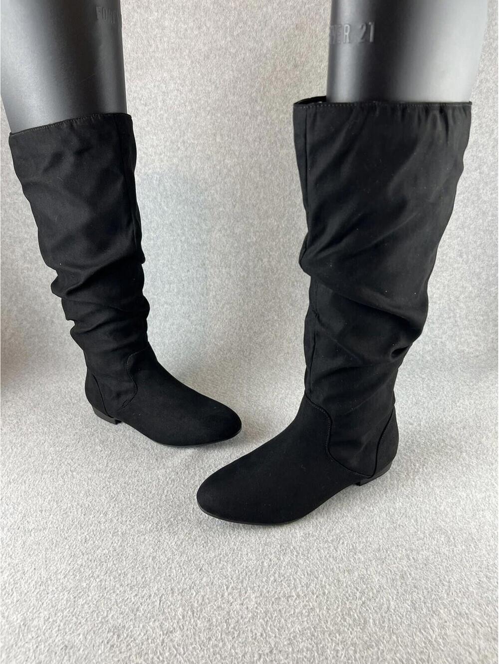 SO Pull On Boots Womens Size 7 Knee High Faux Suede Casual Simple Black